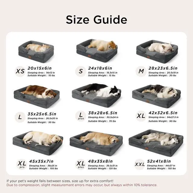 Alt view image 6 of 7 - Orthopedic XL Pro Dog Bed Extra Large with Removable Washable Cover | 45" Classic Jumbo Dog Couch Sofa Waterproof, Comfy Bolster Sides, Nonslip Bottom, Pet Bed for Cats,Senior Dogs, Dark Grey