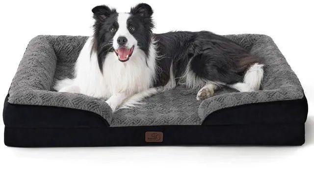 Main image of Orthopedic Dog Beds Large Sized Dog with Removable Washable Cover | 35" Classic Big Dog Couch Sofa Waterproof, Bolster Sides, Nonslip Bottom, Comfy Pet Bed for Cats, Senior Dogs, Plush-Black