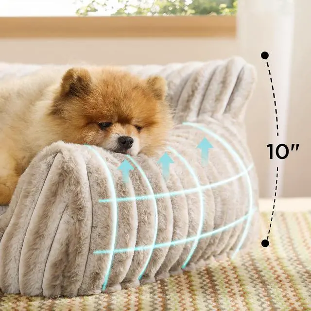 Alt view image 3 of 7 - ComfyFleece Shown on TV Fluffy Dog Couch for Pets,30in Amphora | Small & Medium Dog Bed Washable Cover,Supportive Couch Bed for Small Dogs,Pet Sofa Seen on Good Day New York,Up to 20 Lbs