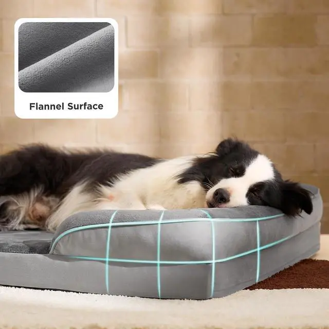 Alt view image 6 of 7 - Orthopedic XL Pro Dog Bed Extra Large with Removable Washable Cover | 45" Classic Jumbo Dog Couch Sofa Waterproof, Comfy Bolster Sides, Nonslip Bottom, Pet Bed for Cats,Senior Dogs, Grey