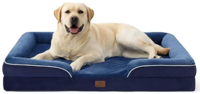 Main image of Orthopedic XL Pro Dog Bed Extra Large with Removable Washable Cover | 45" Classic Jumbo Dog Couch Sofa Waterproof, Comfy Bolster Sides, Nonslip Bottom, Pet Bed for Cats,Senior Dogs, Blue Navy
