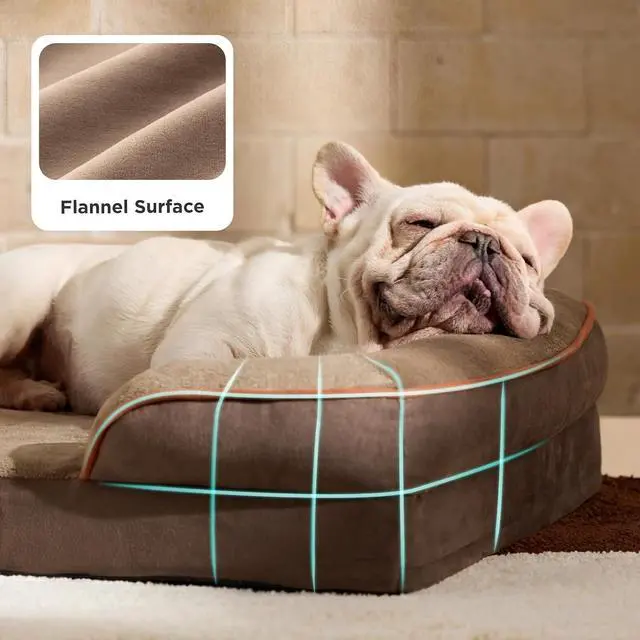 Alt view image 6 of 7 - Orthopedic Dog Beds for Medium Dogs with Removable Washable Cover | 28" Classic Comfy Medium Dog Couch Sofa Waterproof, Cozy Bolster Sides, Nonslip Bottom, Pet bed for Cats,Senior Dogs, Brown