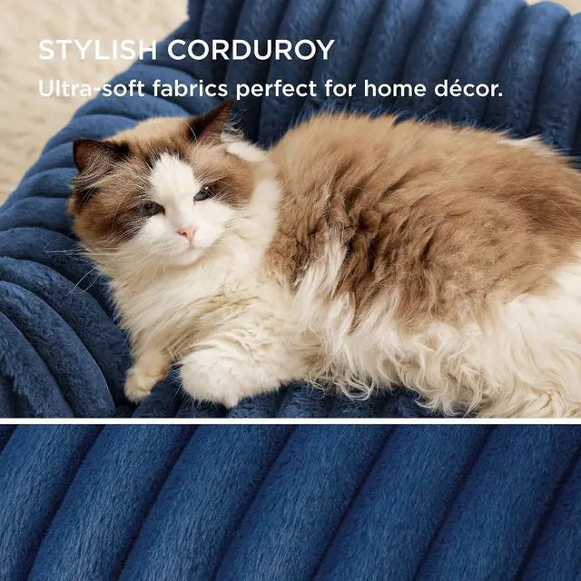 Alt view image 4 of 6 - ComfyFleece Shown on TV Fluffy Dog Couch for Pets,30in Night Blue | Small & Medium Dog Bed Washable Cover,Supportive Couch Bed for Small Dogs,Pet Sofa Seen on Good Day New York,Up to 20 Lbs
