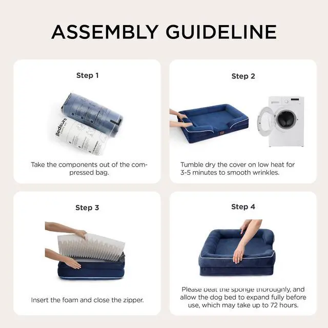 Alt view image 7 of 7 - Orthopedic XL Pro Dog Bed Extra Large with Removable Washable Cover | 45" Classic Jumbo Dog Couch Sofa Waterproof, Comfy Bolster Sides, Nonslip Bottom, Pet Bed for Cats,Senior Dogs, Blue Navy
