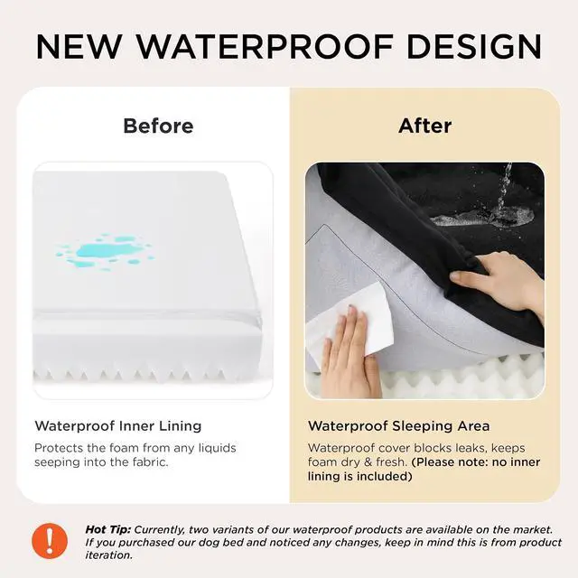 Alt view image 4 of 7 - Orthopedic XL Pro Dog Bed Extra Large with Removable Washable Cover | 45" Classic Jumbo Dog Couch Sofa Waterproof, Comfy Bolster Sides, Nonslip Bottom, Pet Bed for Cats,Senior Dogs, Black