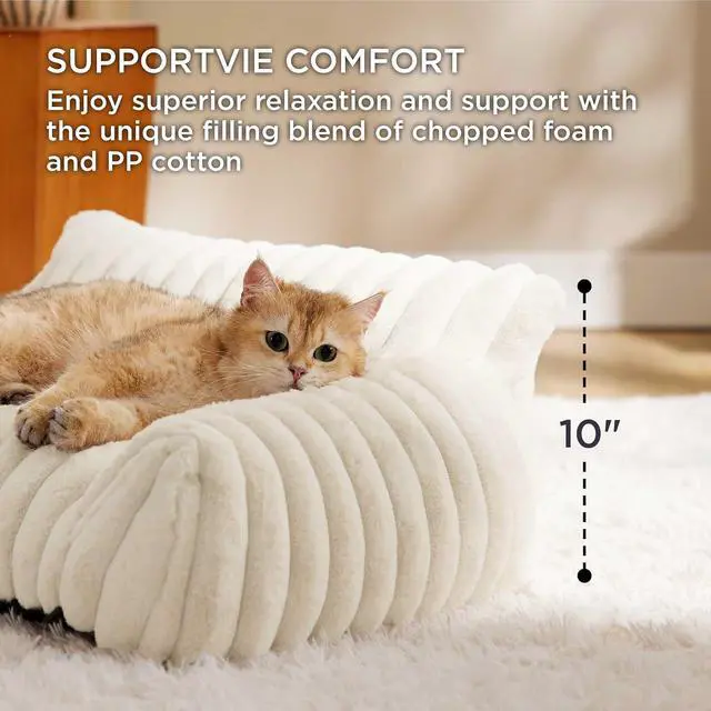 Alt view image 3 of 7 - ComfyFleece Shown on TV Cute Dog Couch for Medium Dogs,36in Cream | Dog Couch Bed with Removable Washable Cover,Supportive Pet Sofa for Medium Large Dogs,Seen on Good Day New York,Up to 40 Lbs