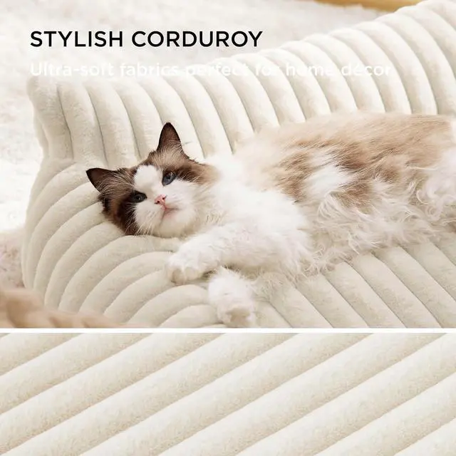 Alt view image 4 of 7 - ComfyFleece Shown on TV Cute Dog Couch for Medium Dogs,36in Cream | Dog Couch Bed with Removable Washable Cover,Supportive Pet Sofa for Medium Large Dogs,Seen on Good Day New York,Up to 40 Lbs