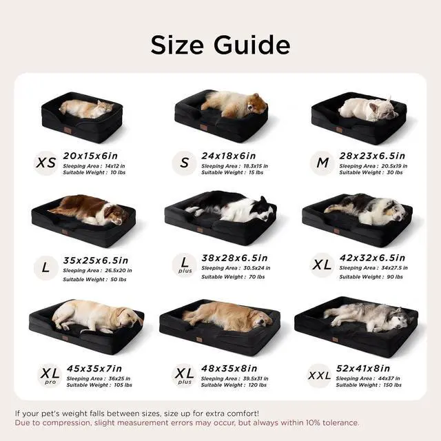 Alt view image 6 of 7 - Orthopedic XL Pro Dog Bed Extra Large with Removable Washable Cover | 45" Classic Jumbo Dog Couch Sofa Waterproof, Comfy Bolster Sides, Nonslip Bottom, Pet Bed for Cats,Senior Dogs, Black
