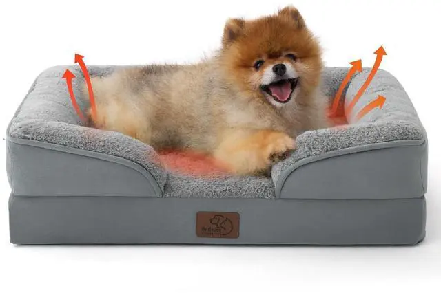 Main image of Self Warming Orthopedic Dogs Bed for Small Dogs - Washable Small Dog Bed Waterproof, Comfort Pet Couch with Removable Cover, Pets Sofa with Nonskid Bottom, Grey, Non-Electric