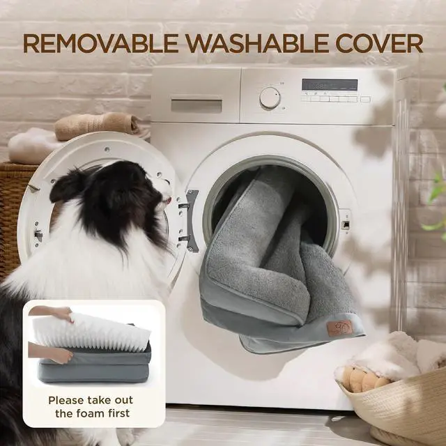 Alt view image 5 of 7 - Self Warming Orthopedic Dog Beds Large Sized Dog - Washable Large Dogs Bed Waterproof, Big Comfort Dogs Couch Sofa with Removable Cover, Pet Bed with Nonskid Bottom, Grey, Non-Electric