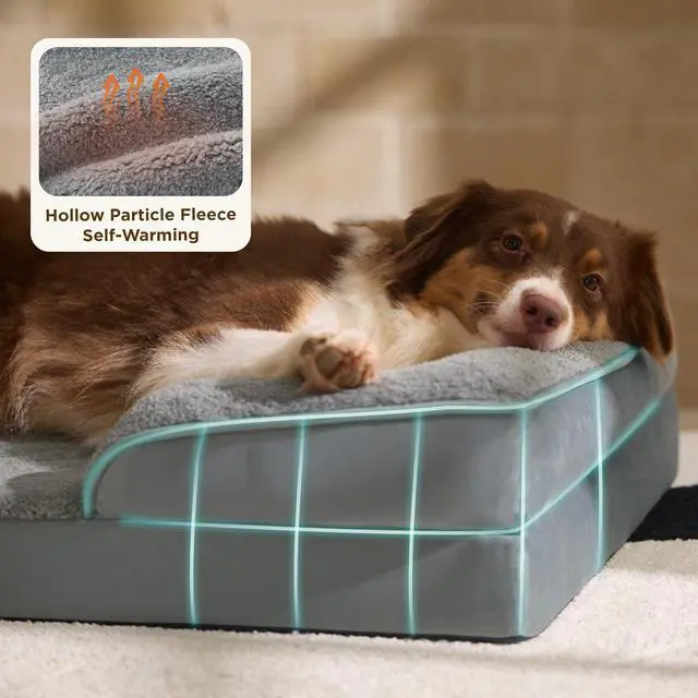 Alt view image 6 of 7 - Self Warming Orthopedic Dog Beds Large Sized Dog - Washable Large Dogs Bed Waterproof, Big Comfort Dogs Couch Sofa with Removable Cover, Pet Bed with Nonskid Bottom, Grey, Non-Electric