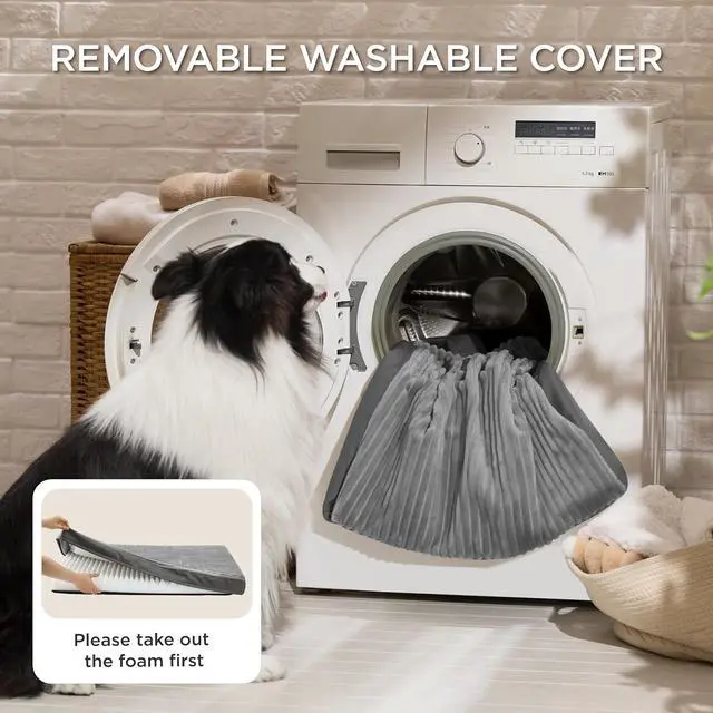 Alt view image 5 of 7 - ComfyFleece XXL Dog Bed for Crate with Washable Cover, 47x29 | Orthopedic Egg Crate Foam Pet Mat,Removable Cover, Nonslip Bottom,Not Waterproof,Not Chewproof,For Extra Large Breeds 90lbs