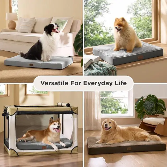 Alt view image 7 of 7 - ComfyFleece XXL Dog Bed for Crate with Washable Cover, 47x29 | Orthopedic Egg Crate Foam Pet Mat,Removable Cover, Nonslip Bottom,Not Waterproof,Not Chewproof,For Extra Large Breeds 90lbs