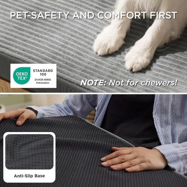 Alt view image 4 of 7 - ComfyFleece XXL Dog Bed for Crate with Washable Cover, 47x29 | Orthopedic Egg Crate Foam Pet Mat,Removable Cover, Nonslip Bottom,Not Waterproof,Not Chewproof,For Extra Large Breeds 90lbs
