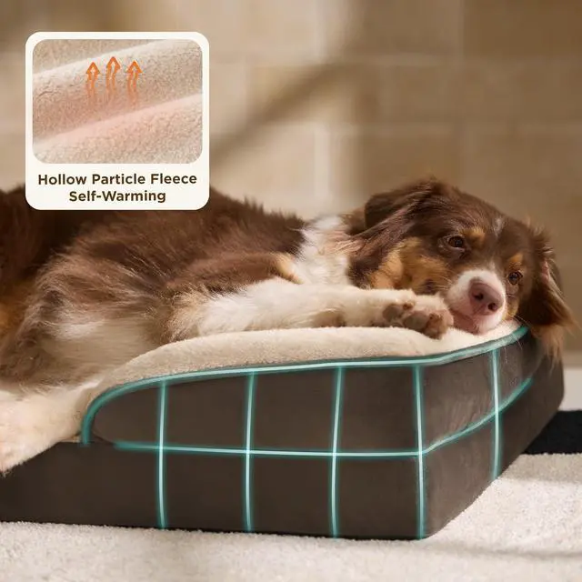 Alt view image 6 of 7 - Self Warming Orthopedic Dog Beds Large Sized Dog - Washable Large Dogs Bed Waterproof, Big Comfort Dogs Couch Sofa with Removable Cover, Pet Bed with Nonskid Bottom, Brown, Non-Electric