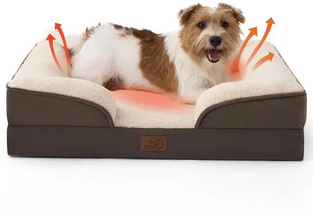 Main image of Self Warming Orthopedic Dog Bed Medium Size Dogs - Washable Medium Dog Bed Waterproof, Comfort Pet Couch with Removable Cover, Pets Sofa with Nonskid Bottom, Brown, Non-Electric