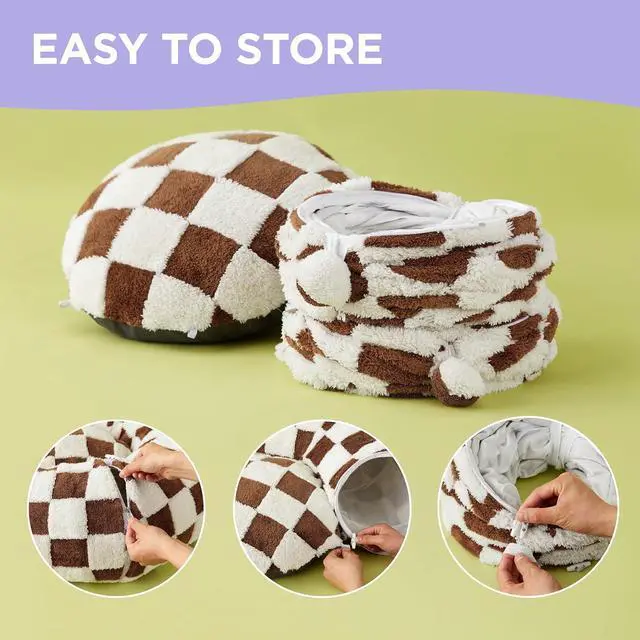 Alt view image 4 of 7 - Lesure Donut Cute Jacquard Cat Tunnel Bed Kitten Toys for Puppy Bunny | 33.5x33.5x10in,Round Cat Bed Tube for Indoor Cats Rabbit Dog,Pet Peekaboo Cave Toy,Spiral Hideaway,Washable Cushion,Brown