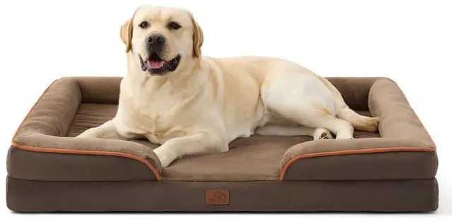 Main image of Orthopedic XL Pro Dog Bed Extra Large with Removable Washable Cover | 45" Classic Jumbo Dog Couch Sofa Waterproof, Comfy Bolster Sides, Nonslip Bottom, Pet Bed for Cats,Senior Dogs, Brown