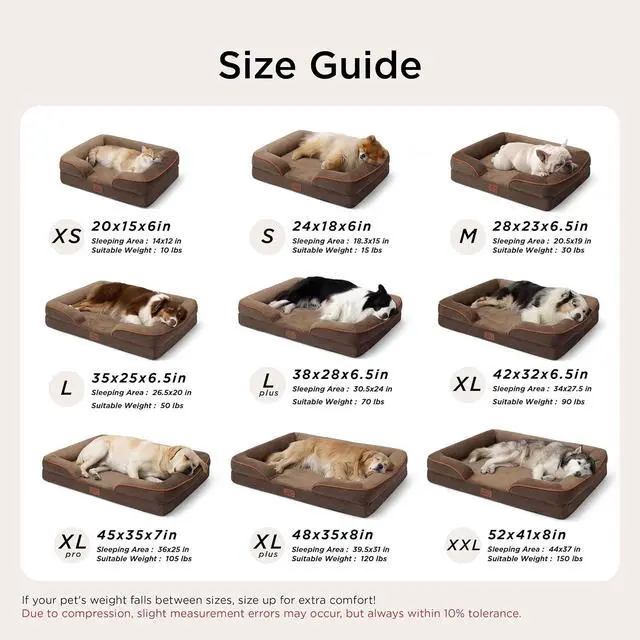 Alt view image 6 of 7 - Orthopedic XL Pro Dog Bed Extra Large with Removable Washable Cover | 45" Classic Jumbo Dog Couch Sofa Waterproof, Comfy Bolster Sides, Nonslip Bottom, Pet Bed for Cats,Senior Dogs, Brown