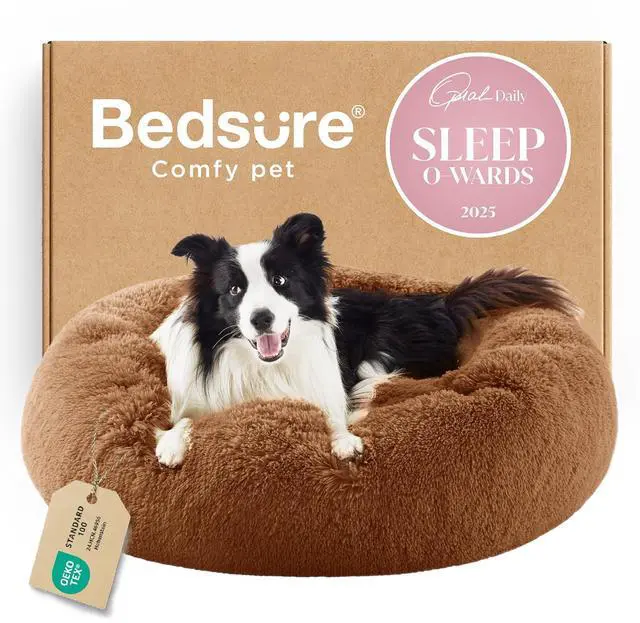 Main image of Calming Dog Beds Large Sized Dog Donut Washable Pet Bed,36in Copper | Fluffy Faux Fur Round Cuddler,with Removable Washable Cover,Anti-Slip Bottom,Anti-Anxiety,Deep Sleeping for Pets Up to 80 Lbs