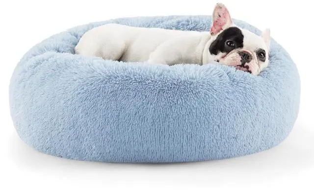 Main image of Calming Small Dog Bed Donut Washable CatPuppy Bed,23 inches | Fluffy Faux Fur Round Cuddler,Anti-Slip Bottom,Anti-Anxiety,Deep Sleeping for Large Cat & Pets Up to 25 Lbs,Light Blue