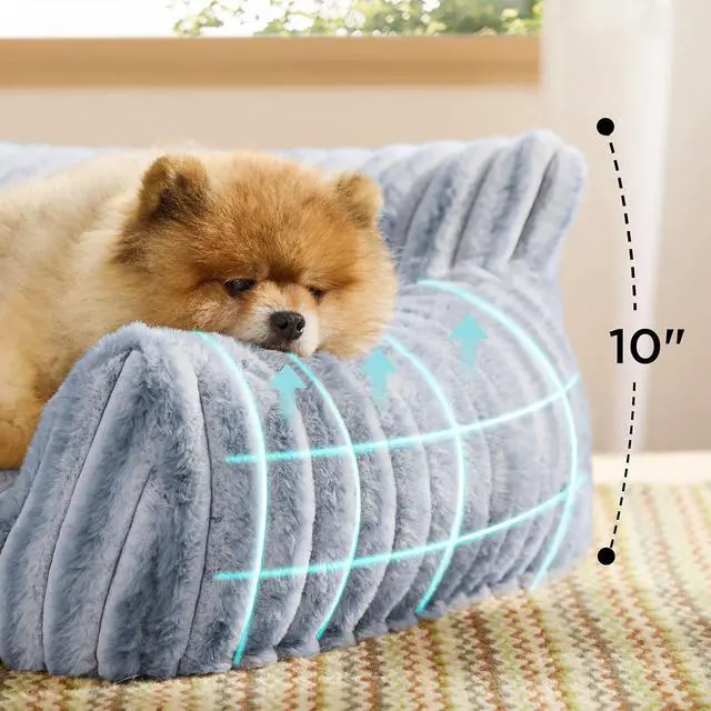 Alt view image 3 of 7 - ComfyFleece Shown on TV Fluffy Dog Couch for Pets,30in Blue Indigo | Small & Medium Dog Bed Washable Cover,Supportive Couch Bed for Small Dogs,Pet Sofa Seen on Good Day New York,Up to 20 Lbs
