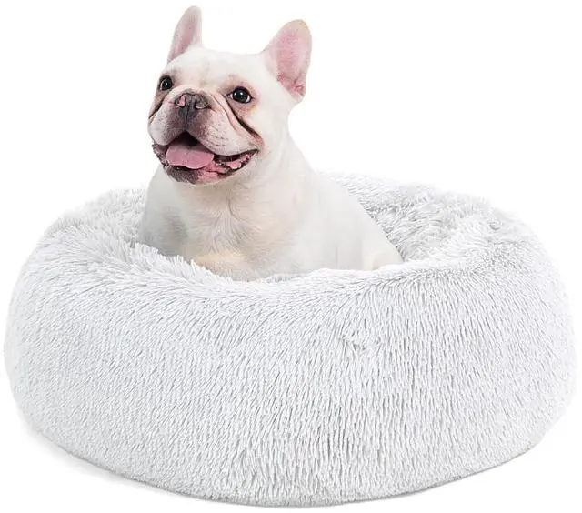 Main image of Calming Dog Bed Medium Size Dog Donut Washable Pet Bed,30ins | Fluffy Faux Fur Round Cuddler,Machine Washable,Anti-Slip Bottom,Anti-Anxiety,Deep Sleeping for Pets Up to 45 Lbs,Frost Grey