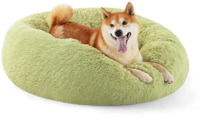 Main image of Calming Dog Bed Medium Size Dog Donut Washable Pet Bed,30ins Green | Fluffy Faux Fur Round Cuddler,Machine Washable,Anti-Slip Bottom,Anti-Anxiety,Deep Sleeping for Pets Up to 45 Lbs