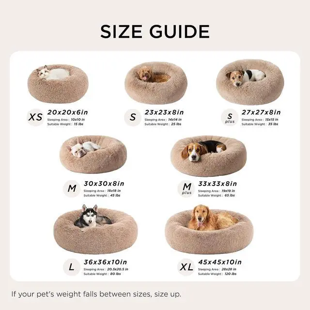 Alt view image 5 of 7 - Calming Small Dog Bed Donut Washable CatPuppy Bed,23 inches | Fluffy Faux Fur Round Cuddler,Anti-Slip Bottom,Anti-Anxiety,Deep Sleeping for Large Cat & Pets Up to 25 Lbs,Ivory Beige