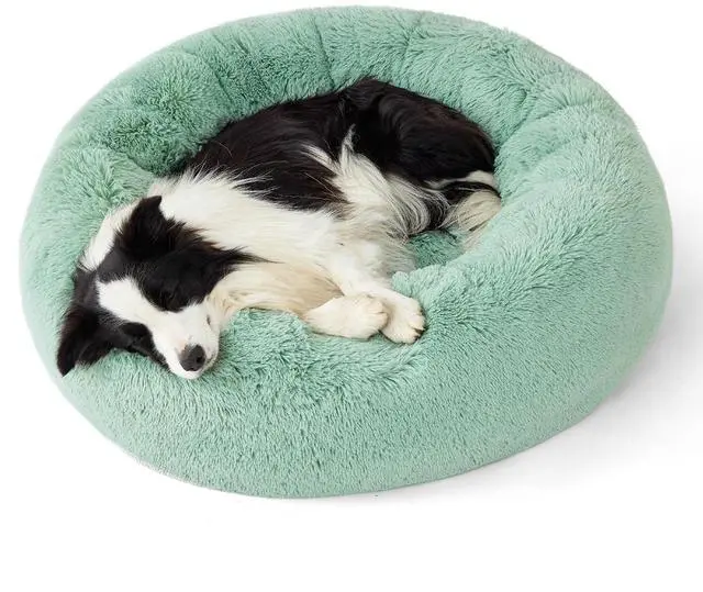 Main image of Calming Dog Beds Large Sized Dog Donut Washable Pet Bed,36ins | Fluffy Faux Fur Round Cuddler,with Removable Washable Cover,Anti-Slip Bottom,Anti-Anxiety,for Pets Up to 80 Lbs,Apple green