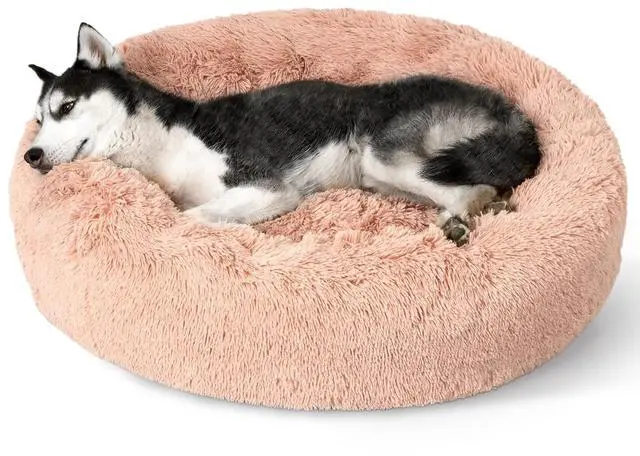 Main image of Calming Dog Beds Large Sized Dog Donut Washable Pet Bed,36ins Pink | Fluffy Faux Fur Round Cuddler,with Removable Washable Cover,Anti-Slip Bottom,Anti-Anxiety,Deep Sleeping for Pets Up to 80 Lbs