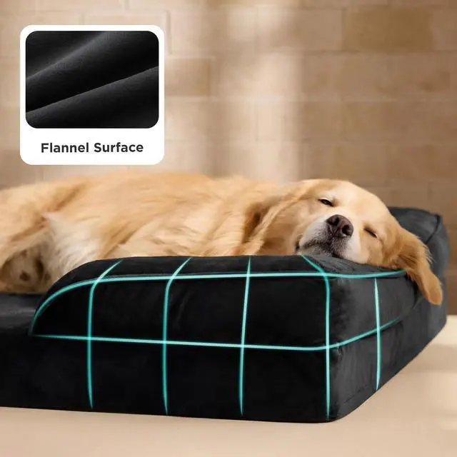 Alt view image 6 of 7 - Orthopedic XXL Dog Bed Extra Large with Removable Washable Cover | 52" Classic Comfy Giant Dog Couch Sofa Waterproof, Cozy Bolster Sides, Nonslip Bottom, Pet Bed for Cats,Senior Dogs, Black
