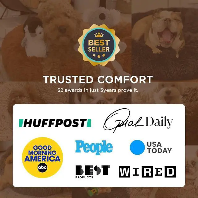 Alt view image 5 of 7 - Calming Small Medium Dog Bed Donut Washable Puppy Bed,27ins Camel | Oprah Daily Award,Fluffy Faux Fur Round Cuddler,Anti-Slip Bottom,Anti-Anxiety,Deep Sleeping for Pets Up to 35 Lbs