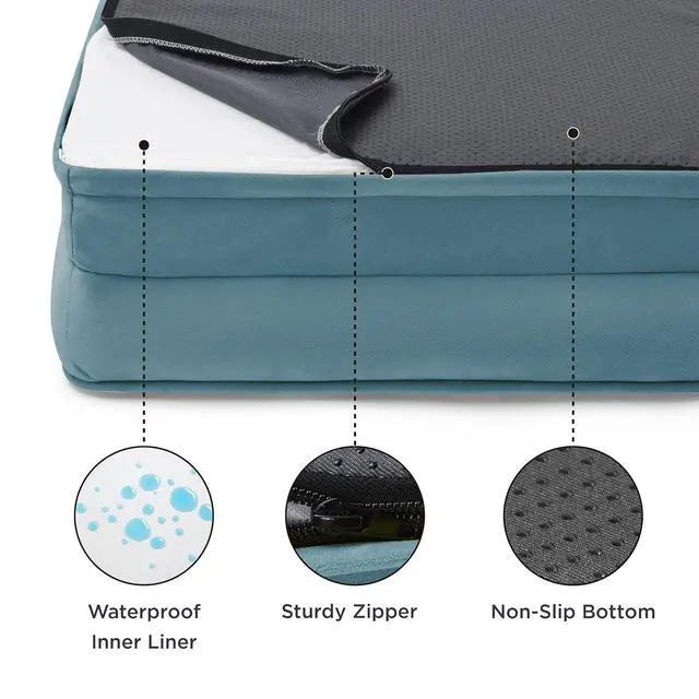 Alt view image 4 of 7 - Orthopedic XL Dog Bed Extra Large with Removable Washable Cover | 42" Classic Comfy Xlarge Dog Couch Sofa Waterproof, Cozy Bolster Sides, Nonslip Bottom, Pet Bed for Cats,Senior Dogs, Blue