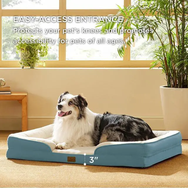 Alt view image 5 of 7 - Orthopedic XL Dog Bed Extra Large with Removable Washable Cover | 42" Classic Comfy Xlarge Dog Couch Sofa Waterproof, Cozy Bolster Sides, Nonslip Bottom, Pet Bed for Cats,Senior Dogs, Blue