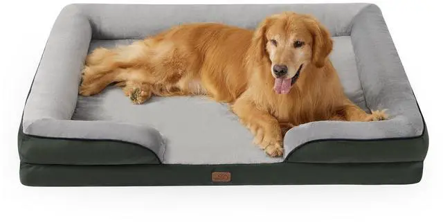 Main image of Orthopedic XXL Dog Bed Extra Large with Removable Washable Cover | 52" Classic Comfy Giant Dog Couch Sofa Waterproof, Cozy Bolster Sides, Nonslip Bottom, Pet Bed for Cats,Senior Dogs, Green