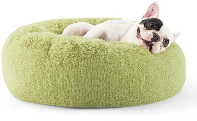 Main image of Calming Small Dog Bed Donut Washable CatPuppy Bed,23 inches Green | Fluffy Faux Fur Round Cuddler,Machine Washable,Anti-Slip Bottom,Anti-Anxiety,Deep Sleeping for Large Cat & Pets Up to 25 Lbs