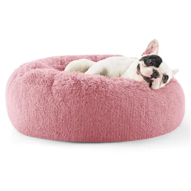 Main image of Calming Small Dog Bed Donut Washable CatPuppy Bed,23 inches | Fluffy Faux Fur Round Cuddler,Anti-Slip Bottom,Anti-Anxiety,Deep Sleeping for Large Cat & Pets Up to 25 Lbs,Mauve Blush
