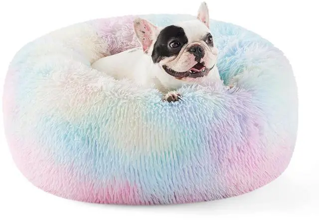 Main image of Calming Small Dog Bed Donut Washable CatPuppy Bed,23 inches | Fluffy Faux Fur Round Cuddler,Anti-Slip Bottom,Anti-Anxiety,Deep Sleeping for Large Cat & Pets Up to 25 Lbs,Multi Color
