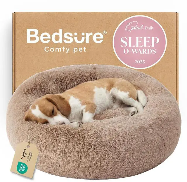 Main image of Calming Dog Bed Medium Large Size Dogs Washable Pet Bed,33ins Camel | Oprah Daily Award,Fluffy Faux Fur Round Donut Cuddler,Anti-Slip Bottom,Anti-Anxiety,Deep Sleepfor Pets Up to 65 Lbs