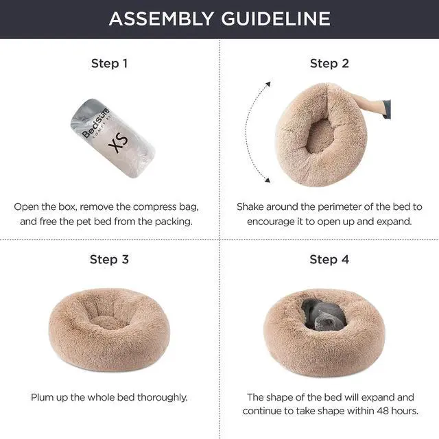 Alt view image 6 of 6 - Calming Small Dog Bed Donut Washable CatPuppy Bed,23 inches | Fluffy Faux Fur Round Cuddler,Anti-Slip Bottom,Anti-Anxiety,Deep Sleeping for Large Cat & Pets Up to 25 Lbs,Mauve Blush