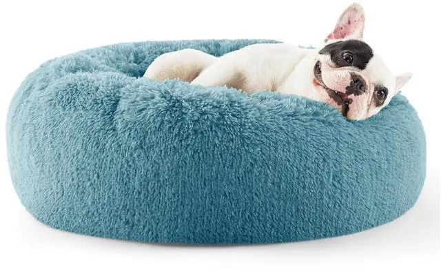 Main image of Calming Small Dog Bed Donut Washable CatPuppy Bed,23 inches | Fluffy Faux Fur Round Cuddler,Anti-Slip Bottom,Anti-Anxiety,Deep Sleeping for Large Cat & Pets Up to 25 Lbs,Washed Blue