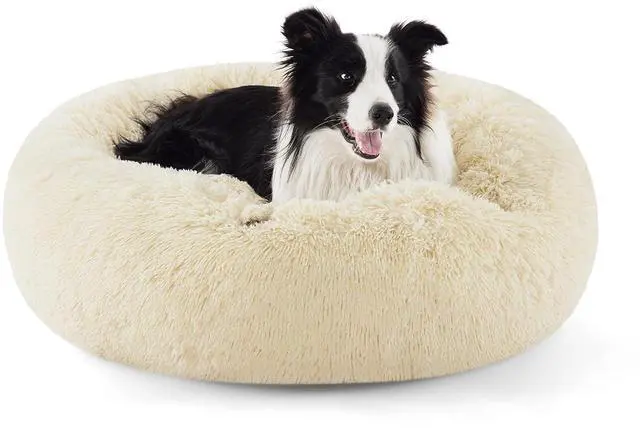 Main image of Calming Dog Beds Large Sized Dog Donut Washable Pet Bed,36ins | Fluffy Faux Fur Round Cuddler,with Removable Washable Cover,Anti-Slip Bottom,Anti-Anxiety,for Pets Up to 80 Lbs Ivory Beige
