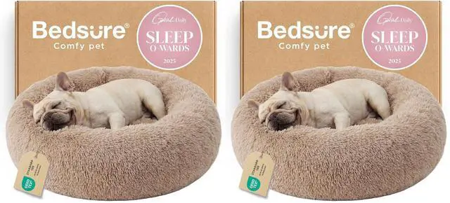 Main image of Calming Dog Bed Medium Size Dog Donut Washable Pet Bed,30in 2 Pack | Fluffy Faux Fur Round Cuddler,Machine Washable,Anti-Slip Bottom,Anti-Anxiety,Deep Sleeping for Pets Up to 45 Lbs