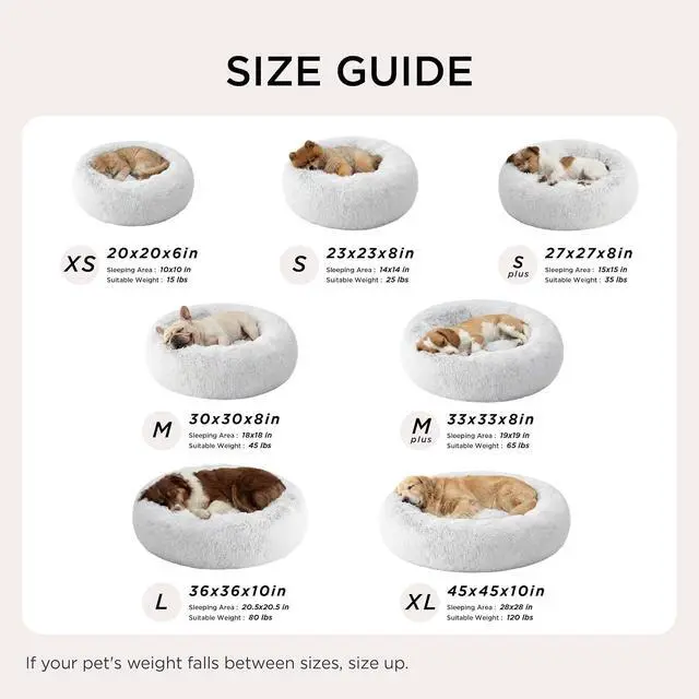 Alt view image 7 of 7 - Calming Dog Beds Large Sized Dog Donut Washable Pet Bed,36ins | Fluffy Faux Fur Round Cuddler,with Removable Washable Cover,Anti-Slip Bottom,Anti-Anxiety,for Pets Up to 80 Lbs,Frost Grey