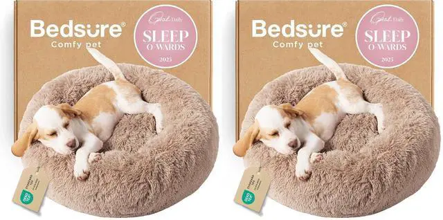 Main image of Calming Small Dog Bed Donut Washable CatPuppy Bed,23 inches 2 Pack | Fluffy Faux Fur Round Cuddler,Machine Washable,Anti-Slip Bottom,Anti-Anxiety,Deep Sleeping for Large Cat & Pets Up to 25 Lbs