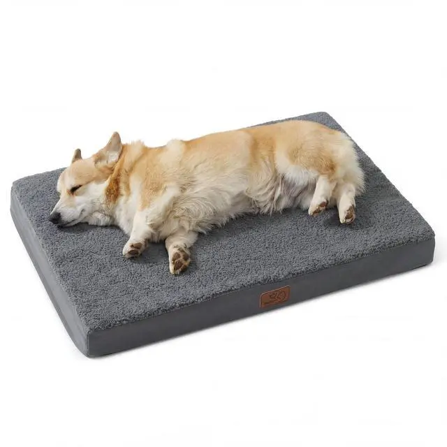 Main image of Washable Dog Crate Bed for Large Size with Comfy Sherpa,35x22 Inch | Orthopedic Egg Crate Foam,Comfort Support Flat Rectangle Pet Mat,Non-Slip Bottom,Removable Cover,For Large Breed Up to 40 lbs