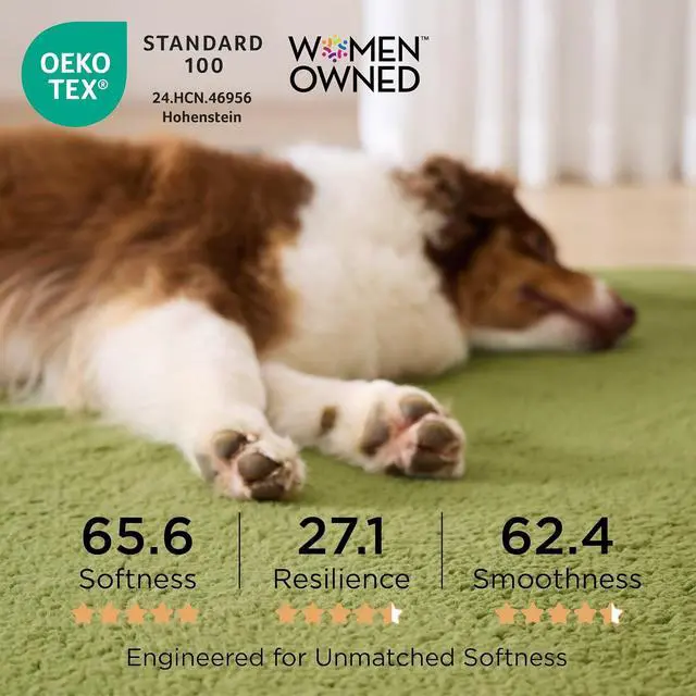 Alt view image 2 of 7 - Washable Dog Beds Large Sized Dog with Comfy Sherpa, 36" Dark Green | Orthopedic Egg Crate Foam,Comfort Support Flat Rectangle Pet Mat,Non-Slip Bottom,Removable Cover,For Large Breed Up to 55 lbs