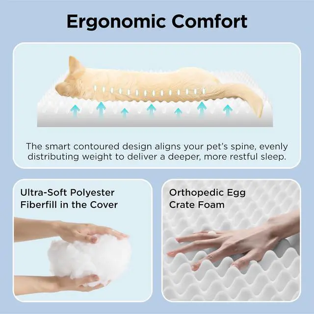 Alt view image 4 of 7 - Cooling Dog Beds Large Sized Dog, Breathable Pet Summer Bed, 36Inch | Orthopedic Egg Crate Foam, Cold Summer Pad Mat, Non-Slip Bottom, Comfy Removable Washable Cover, For Pets Up to 55 lbs