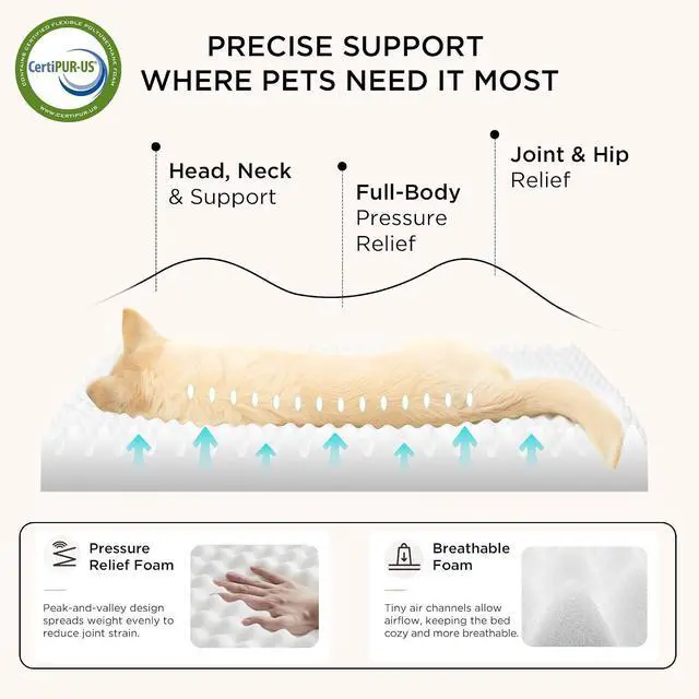 Alt view image 3 of 6 - XL Self Warming Dog Bed, Extra Large with Washable Cover, 44 Inch | Orthopedic Egg Crate Foam, Flat Rectangle Sherpa Mat, Non-Slip Bottom, Comfy Removable Washable Cover, For Pets Up to 80 lbs